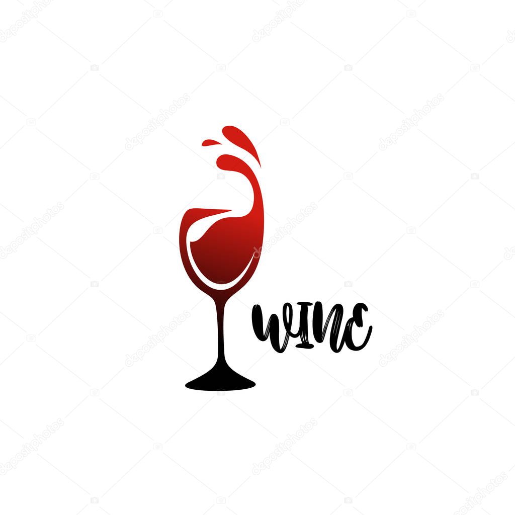 minimal logo of wine glass vector illustration.