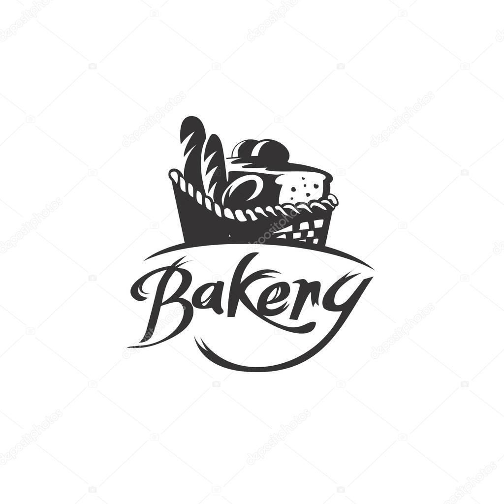 Bread basket logo on white background with typography vector illustration design.
