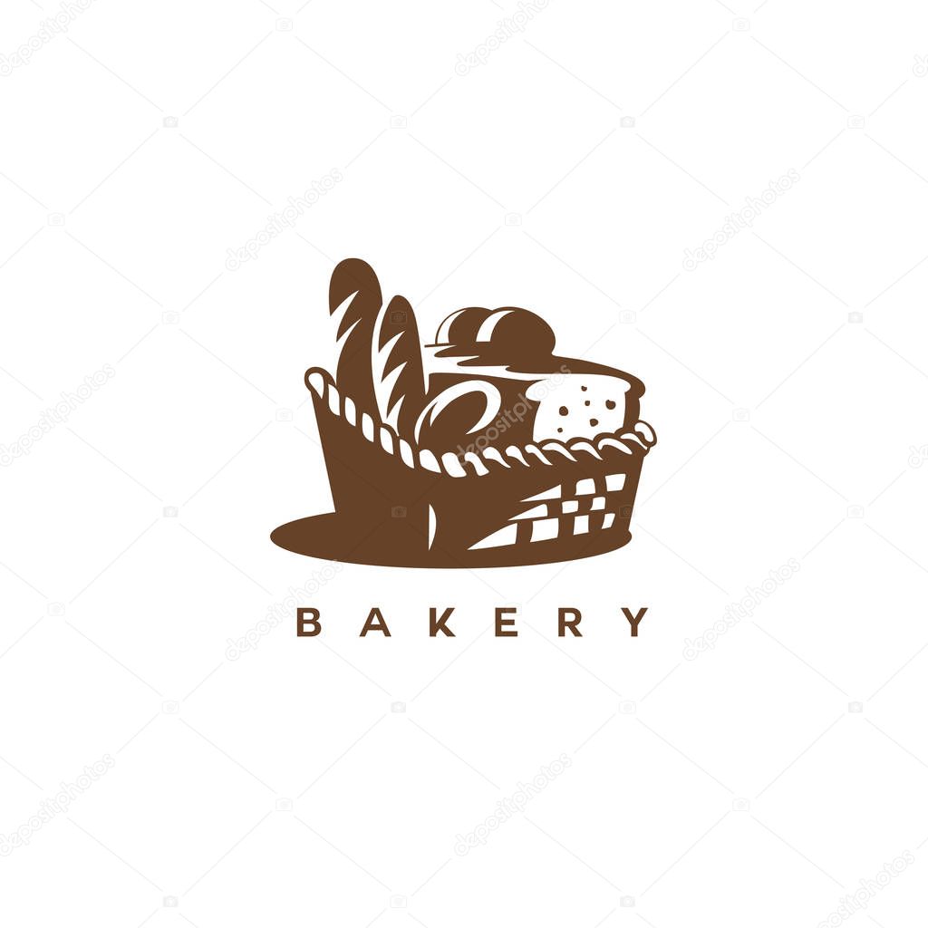 Brown basket with bread on white background vector illustration design.