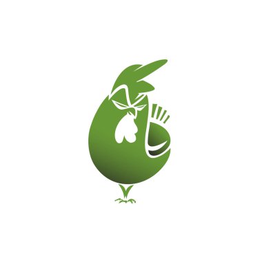 kızgın yeşil tavuk vektör çizim en az logosu.