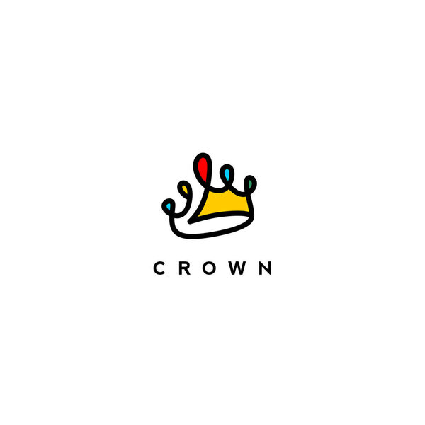 minimal logo of colorful crown vector illustration