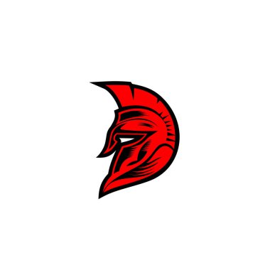 Kırmızı Spartalı helmat vektör çizim en az logosu.