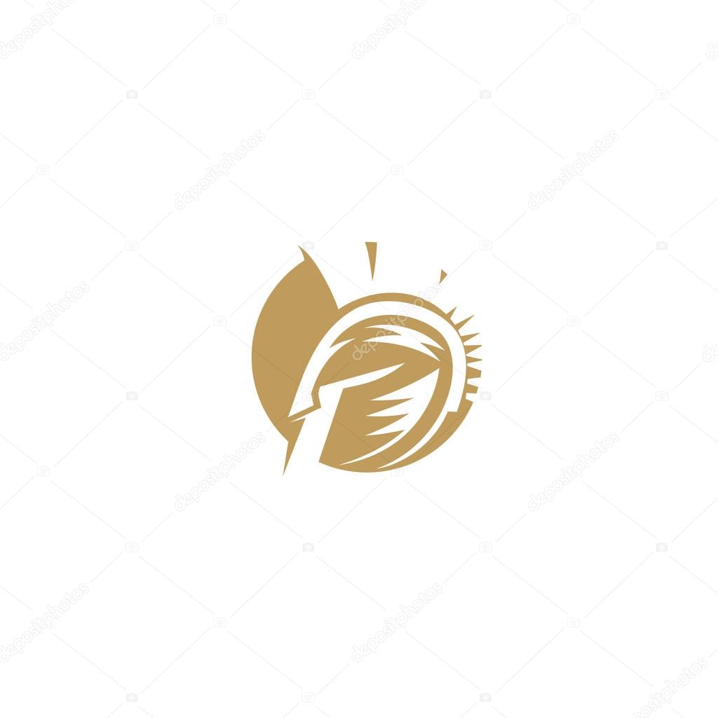 Golden sports spartan logo on white background vector illustration design.