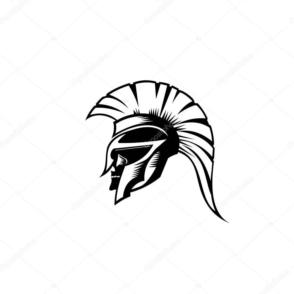 An illustration of Spartan roman greek helmat on white background vector.