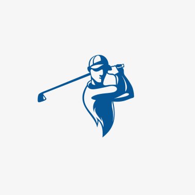 Bir atış vektör çizim konuşmak mavi renk golfplayer