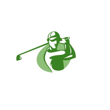 Yeşil golf oyuncu logo şablonu vektör çizim