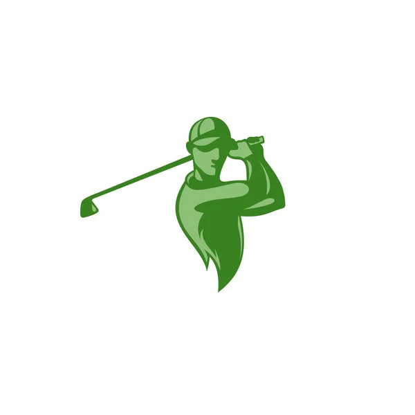 Minimale logo van groene golf speler vectorillustratie. — Stockvector