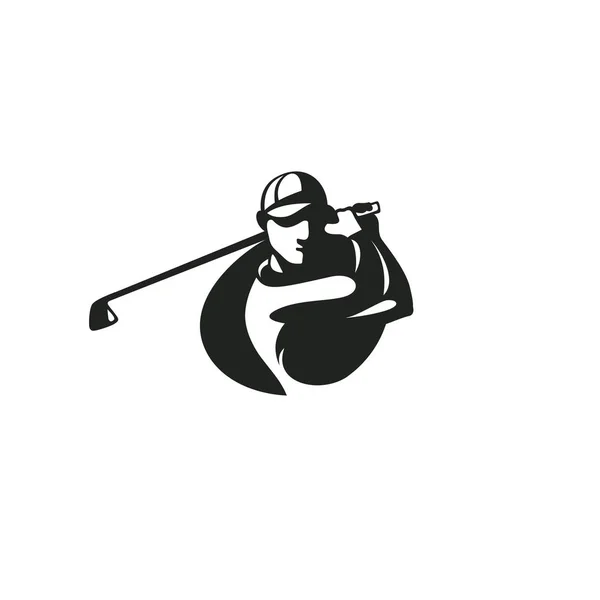 siyah golf oyuncu logosu templete vektör çizim.