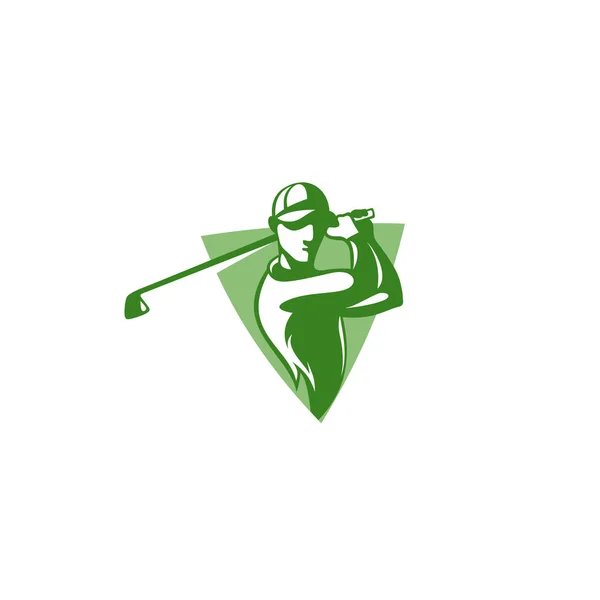 Logo minimo del giocatore di golf verde con cappello vettoriale illustrazione — Vettoriale Stock