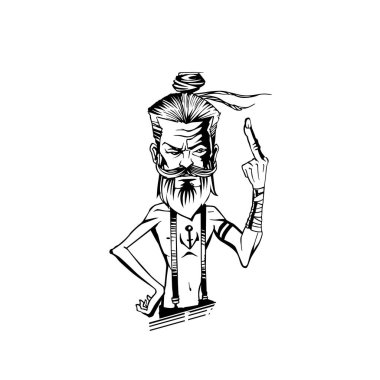 Yaşlı bir adam orta fingure vektör çizim gösterilen