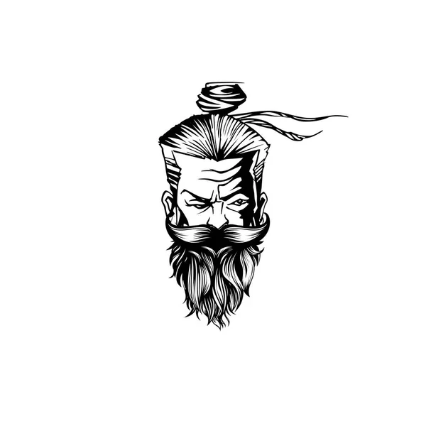 Un vieil homme avec moustache, illustration vectorielle de barbe — Image vectorielle