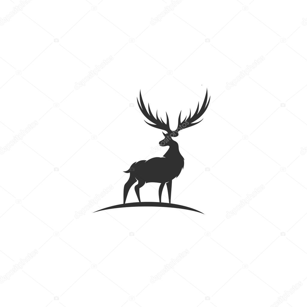 Black deer with great antler vector illustration.
