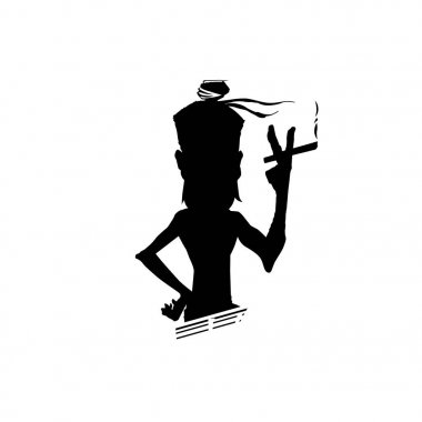 Adam bir cigaratte vektör çizim ile