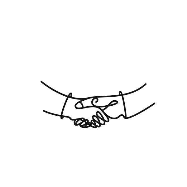 Vector kunst tekening van het schudden van handen van twee mannelijke mensen. — Stockvector