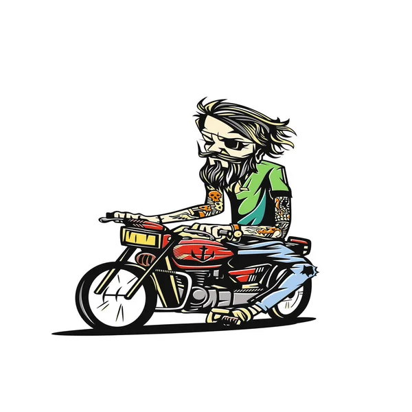 Männersitz auf dem Motorrad Vektor Illustration. — Stockvektor