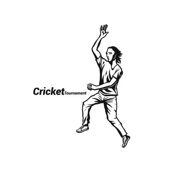 Cricketspelare bowling en boll vektorillustration. — Stock vektor