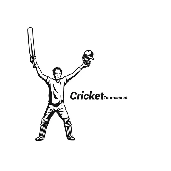 クリケット打者の彼の成功を祝う — ストックベクタ