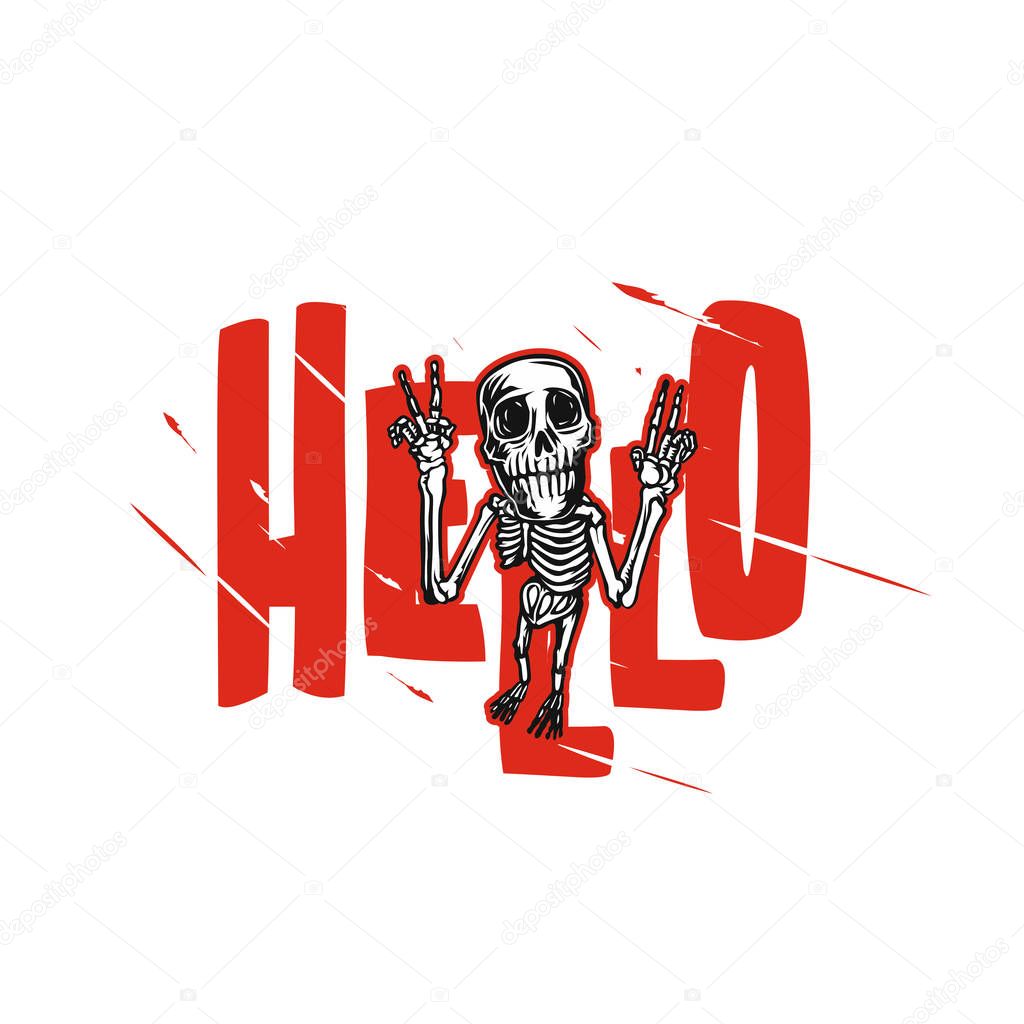Joyful skeleton vector illustration.