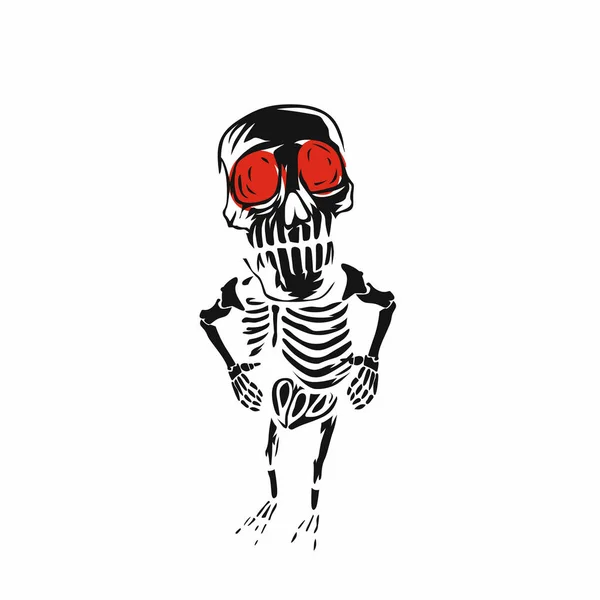 Αφηρημένη σκελετό με εικονογράφηση διανυσματικά κόκκινα μάτια — Διανυσματικό Αρχείο