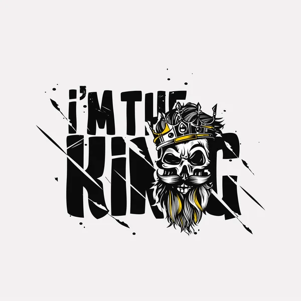 Hand loting koning, t-shirt print vectorillustratie — Stockvector