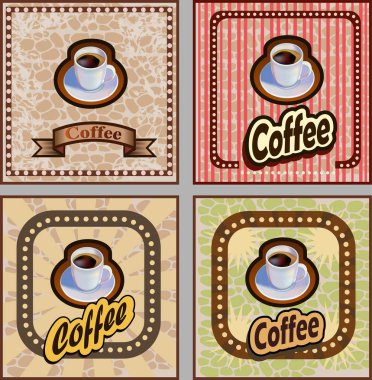 Kafe illüstrasyon tasarım elemanları vintage vektörü