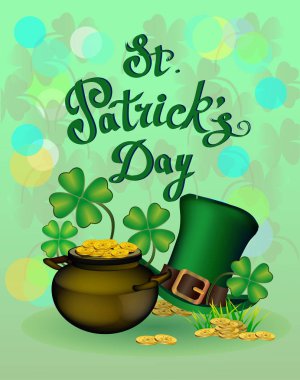 St Patricks Günü tebrik. Vektör çizim.