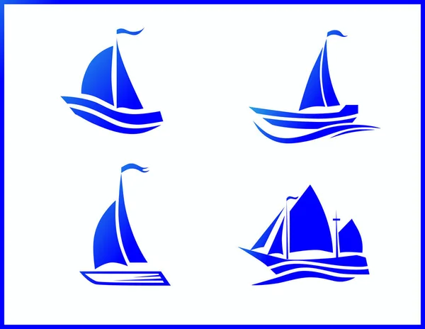 Stock Vector Ícones barco no mar — Vetor de Stock