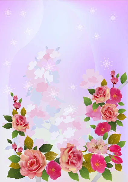 Des roses. Bouquet printanier de fleurs — Image vectorielle