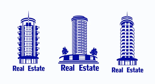 Conjunto de iconos vectoriales Real Estate.Vector iconos de la arquitectura, urbano — Archivo Imágenes Vectoriales