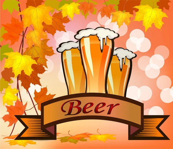 Illustrazione vettoriale della birra sullo sfondo — Vettoriale Stock
