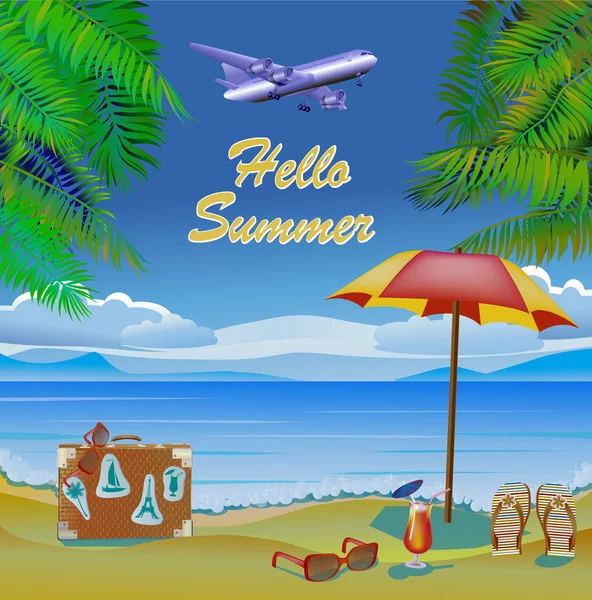 Vector Banner Vacaciones Verano Diseño Viajes — Archivo Imágenes Vectoriales