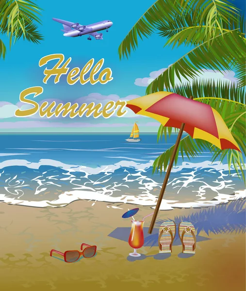 Vector Banner Sommerurlaub Und Reisedesign — Stockvektor