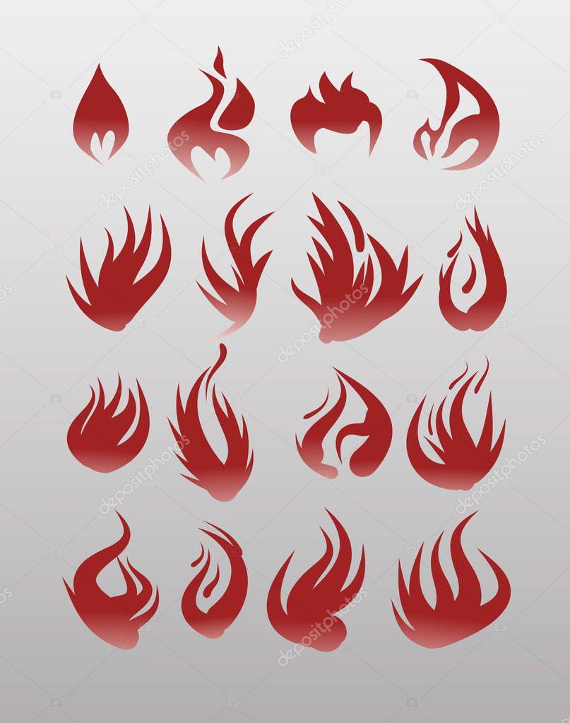 Icons vector flames, fire. Fire icon set - security leads to prosperity