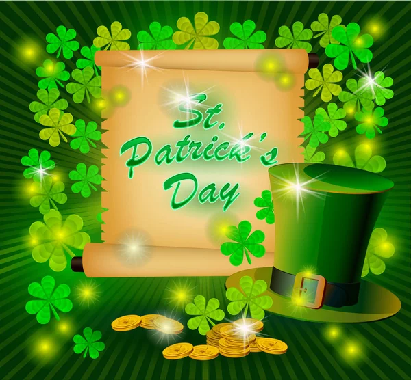 Patrick Day Groeten Vectorillustratie Gelukkige Patricks Day Blurred Groene Achtergrond — Stockvector