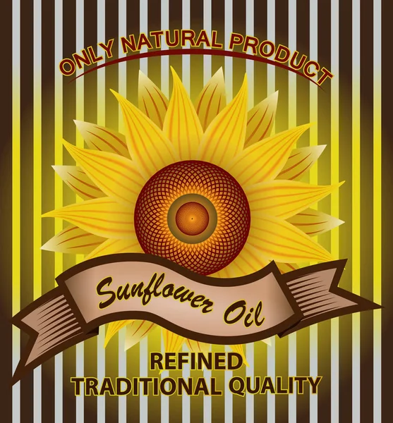 Étiquette Vectorielle Pour Huile Tournesol Raffinée Avec Tournesol — Image vectorielle