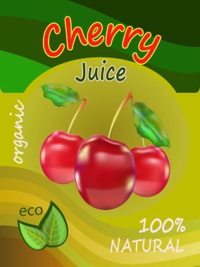 Bir ambalaj kırmızı kiraz suyu vektör çizim