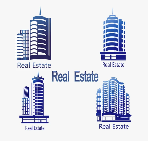 Zestaw Ikon Wektorowych Real Estate Vector Ikony Architektury Miejskie Podmiejskie — Wektor stockowy