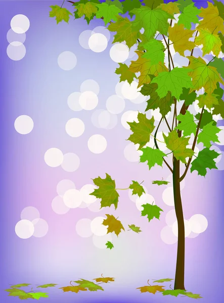 Vector Illustration Seasons Tree Summer Postcard Banner — Stock Vector