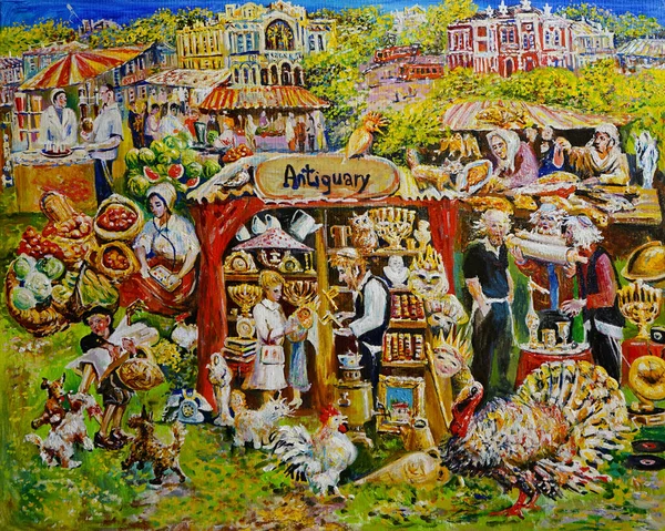 Das Bild Malerei Der Ferienberufe Jüdischen Viertel Malerei — Stockfoto