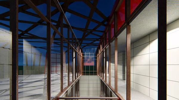 Projekt Eines Mehrstöckigen Geschäftszentrums Innenraum Des Korridors — Stockfoto