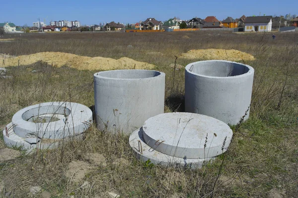 Anéis Concreto Para Canalização Deite Chão — Fotografia de Stock