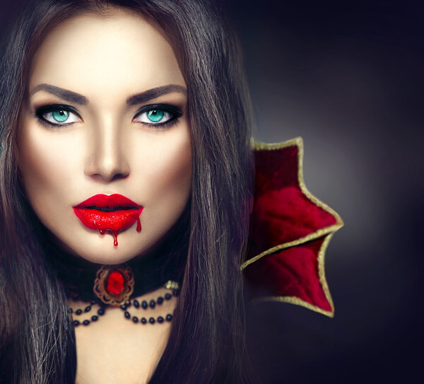 Halloween vampire woman portrait.