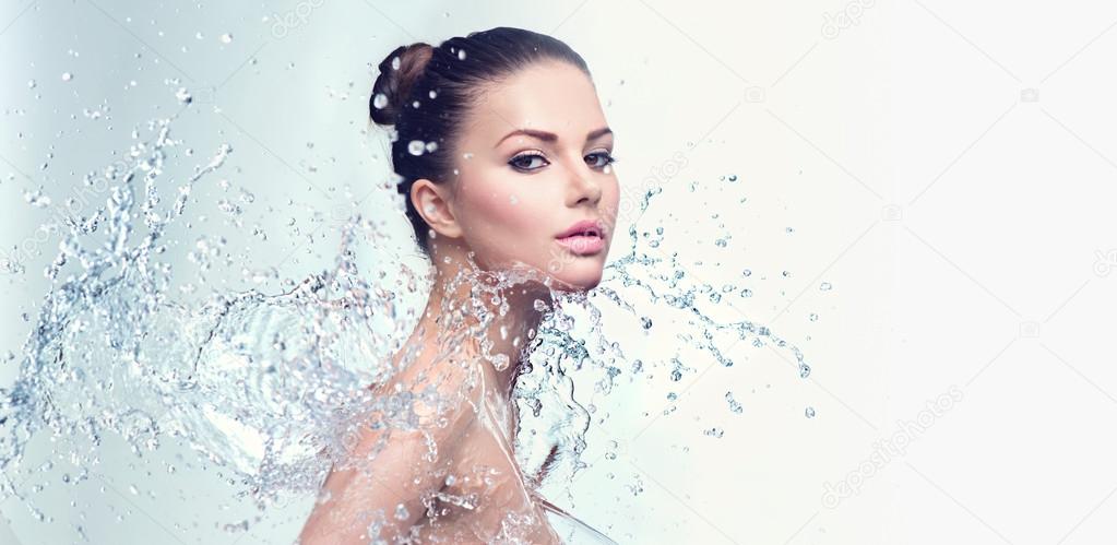 woman with splashes of water