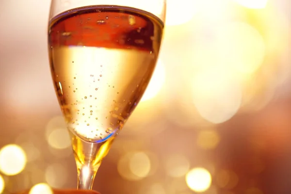 Glass Champagne Holiday Blinking Background — Stock Photo, Image