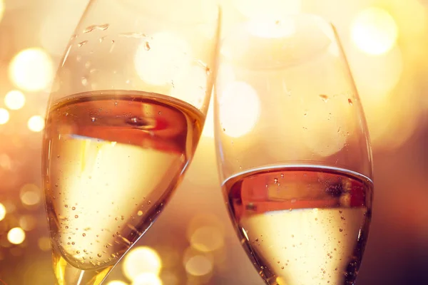 Glasses Champagne Holiday Blinking Background — Stock Photo, Image
