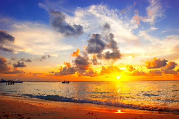 Vue Panoramique Coucher Soleil Sur Île Des Caraïbes — Photo