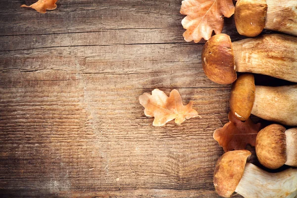 Ansicht Von Pilzen Auf Rustikalem Holztisch — Stockfoto