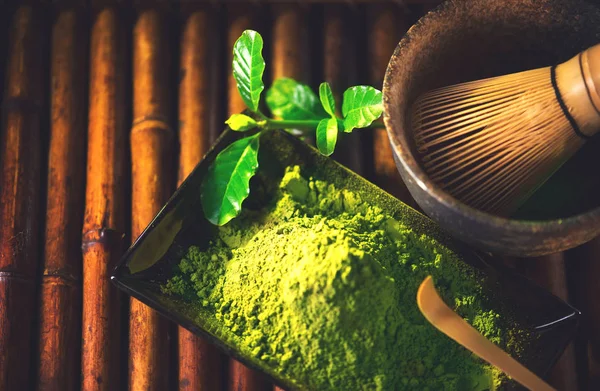 Blick Auf Grünen Japanischen Bio Matcha Tee — Stockfoto