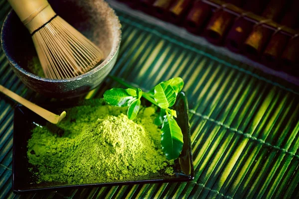 有機日本緑抹茶のビュー — ストック写真
