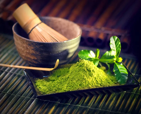 Vista Matcha Verde Japonés Orgánico — Foto de Stock